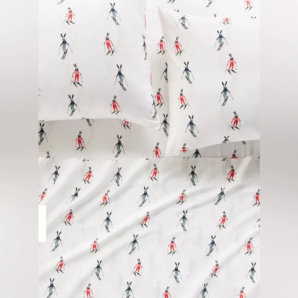 Anthropologie Cotton Modal Brushed Cozy Printed Sheet Set